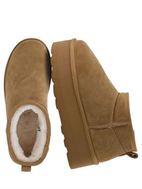 CUSHIONAIRE Hippy Chestnut Brown Suede Platform Ankle Boot